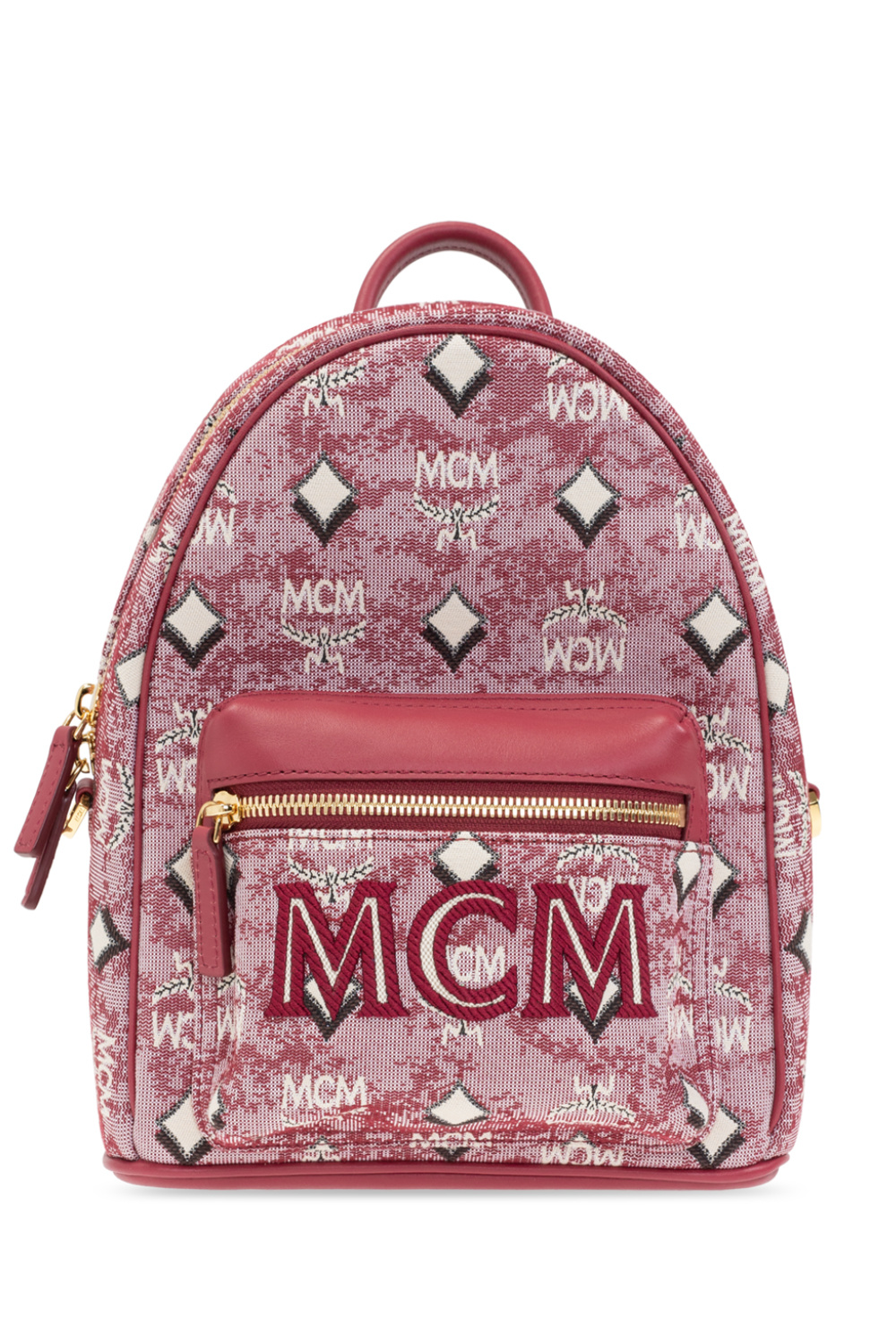 Mcm backpack red and white hot sale